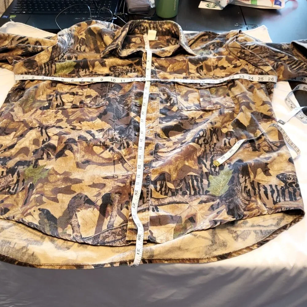 Mossy Oaks Forest Floor Shirt Camo XL Zip Off Sleeves Zipper Back Pocket